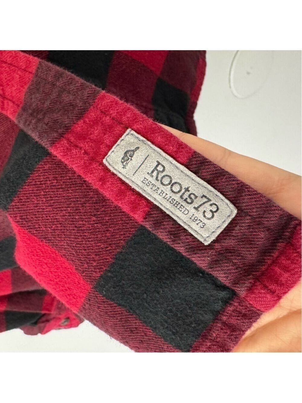 Roots Buffalo Plaid Flannel Shirt Womens S Black Red Check Long Sleeve Button Up - Picture 6 of 11